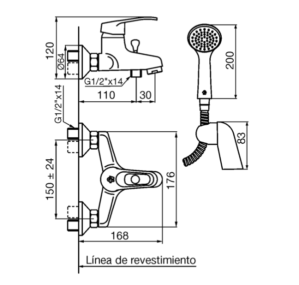 FV 310/B1 ARIZONA MONOC.BAÑERA C/TRANSF Y DUCHA EXT.CR.HAS - Image 2