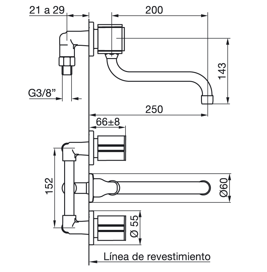 FV 403/17 CALIFORNIA GRIFERIA DE PARED P/ COCINA 2 LLAVES C/PICO MOVIL CR - Image 2