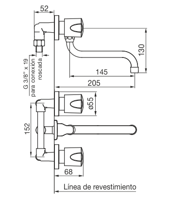 FV 403/B6 PAMPA JGO COC PARED EMB 2 LLAVES C/ PICO MOV. BAJO CR - Image 2