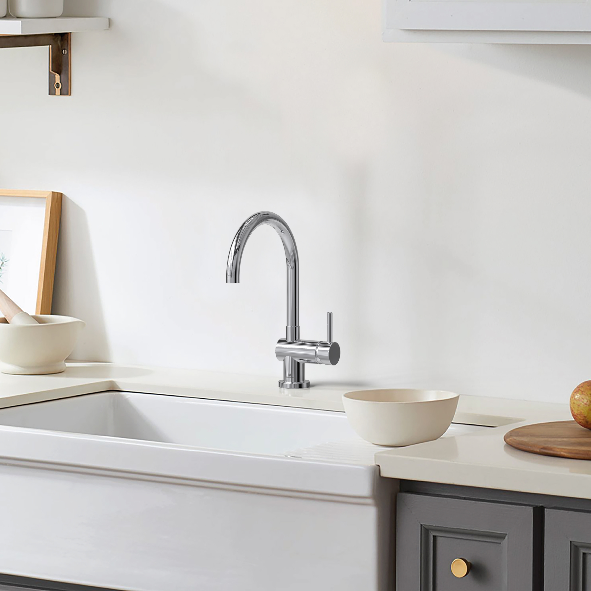 HIDROMET 6380 JOCKEY MONOC. COCINA PICO CURVO CROMO - Imagen 3