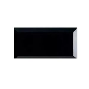 AZULEJO 7,5X15 SUBWAY NEGRO BRILLANTE BISELADO CJ.1,01M2