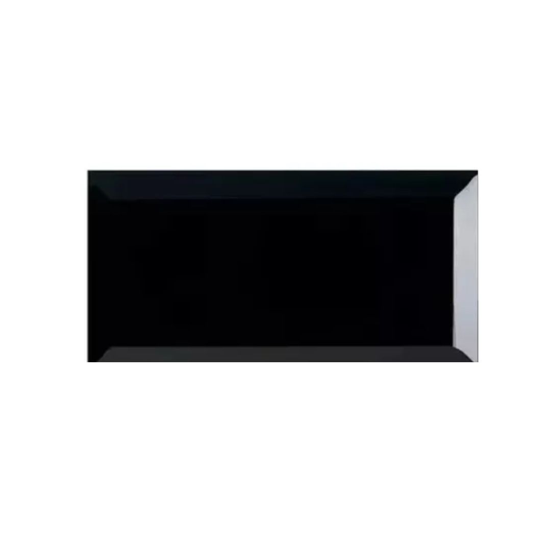 AZULEJO 7,5X15 SUBWAY NEGRO BRILLANTE BISELADO CJ.1,01M2