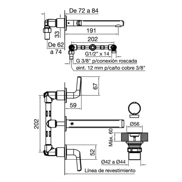 FV 203/N2 CIPRES LAVATORIO DE PARED CR.HAS - Image 2
