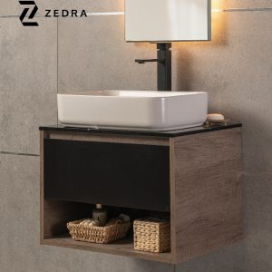 ZEDRA VANITORY CLASSIC ROVERE NOTTE 60CM FRENTE NEGRO