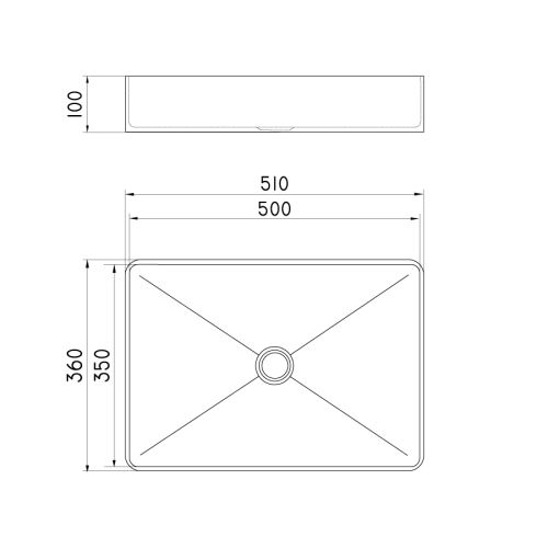 FERRUM BACHA MOLA L5136-NT RECTANGULAR 51X36 NEGRO PERLADO - Imagen 2