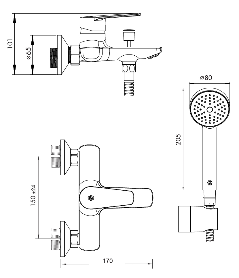 FV 310/M9 HALO MONOC.BAÑERA C/TRANSF Y DUCHA EXT.CR. - Imagen 2